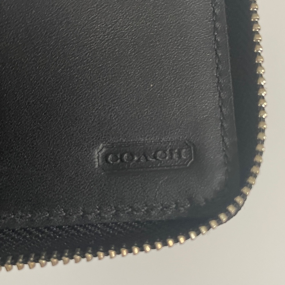 Coach Black Leatherware Card Zip Around Around Texttured Leather New - Picture 6 of 7